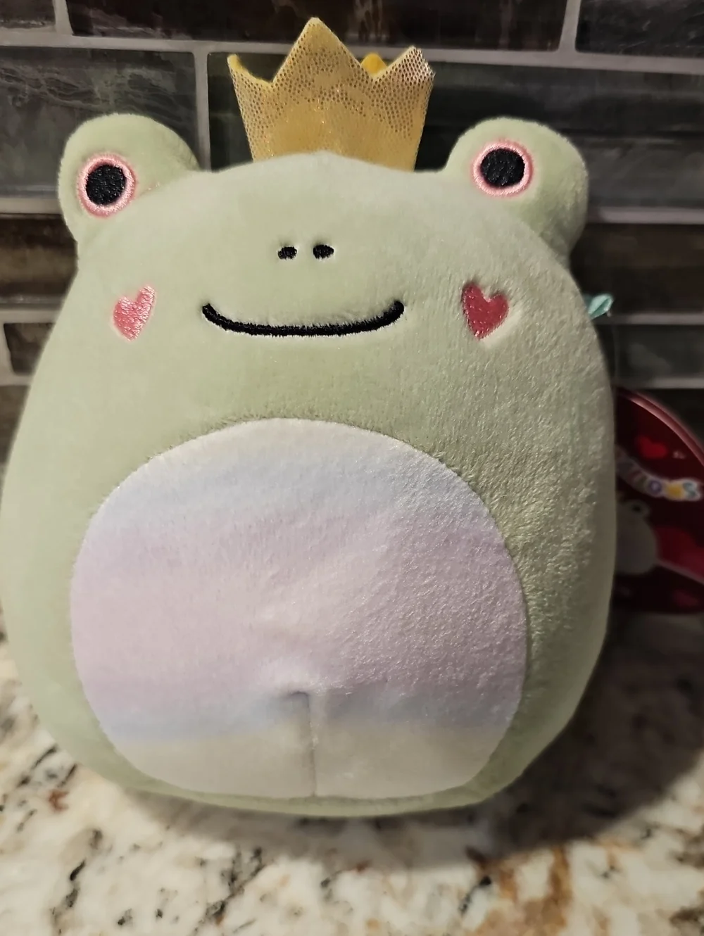 Squishmallows Pale Green Frog with Gold Crown and Pastel Belly